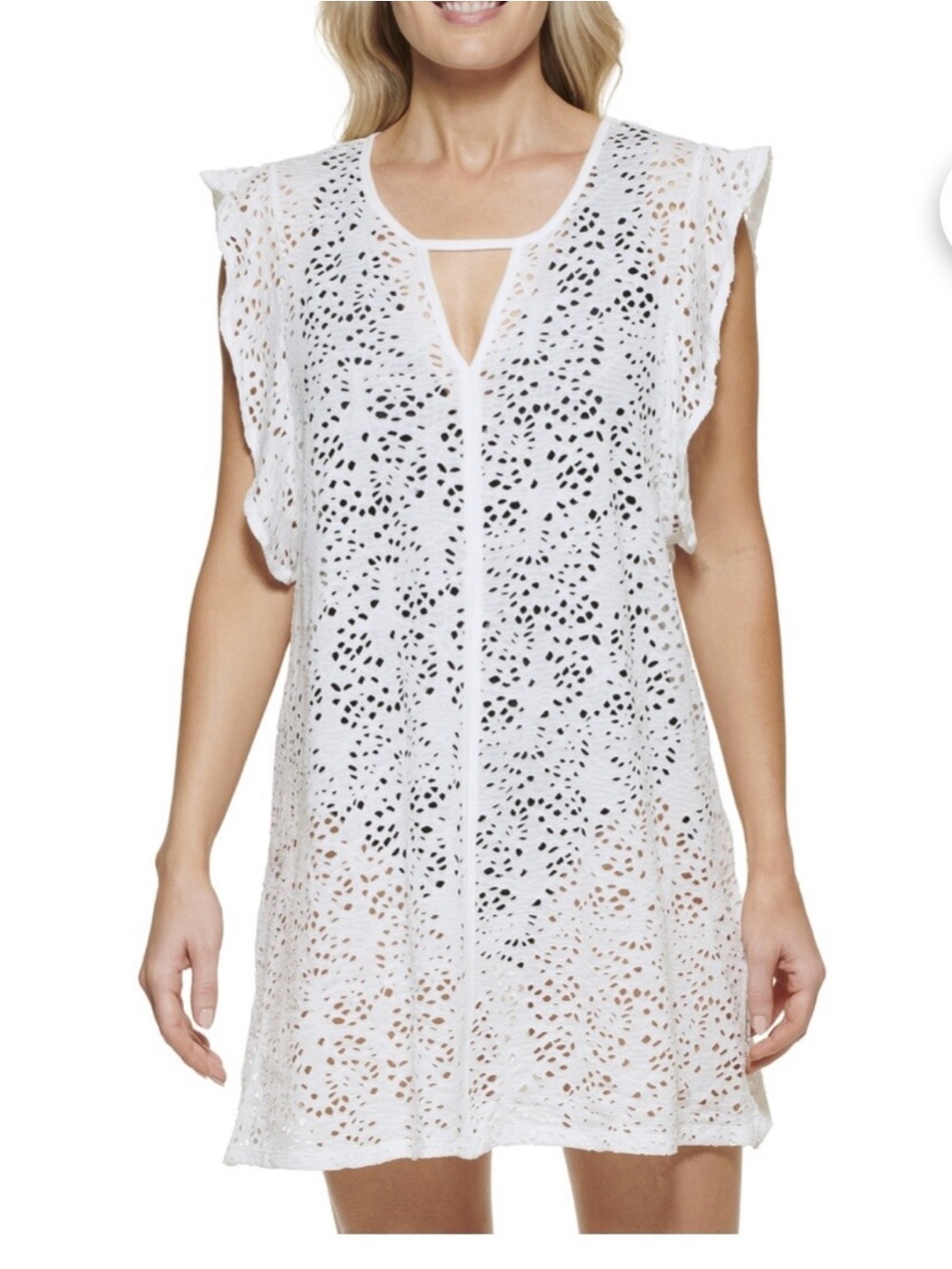 Tommy Hilfiger White Crochet Swim Cover-Up Dress